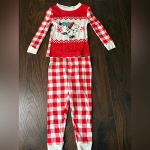 2T Peanuts Snoopy Red and White Winter Pajamas